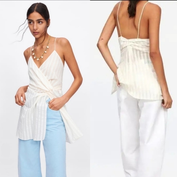 Zara Tops - Zara Knotted Stripe Tunic Top Size XL
